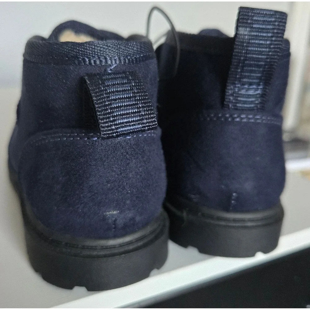 Cat & Jack Navy Magnus Toddler Faux Fur Lined Ankle Boots Navy Blue Size 8 NEW